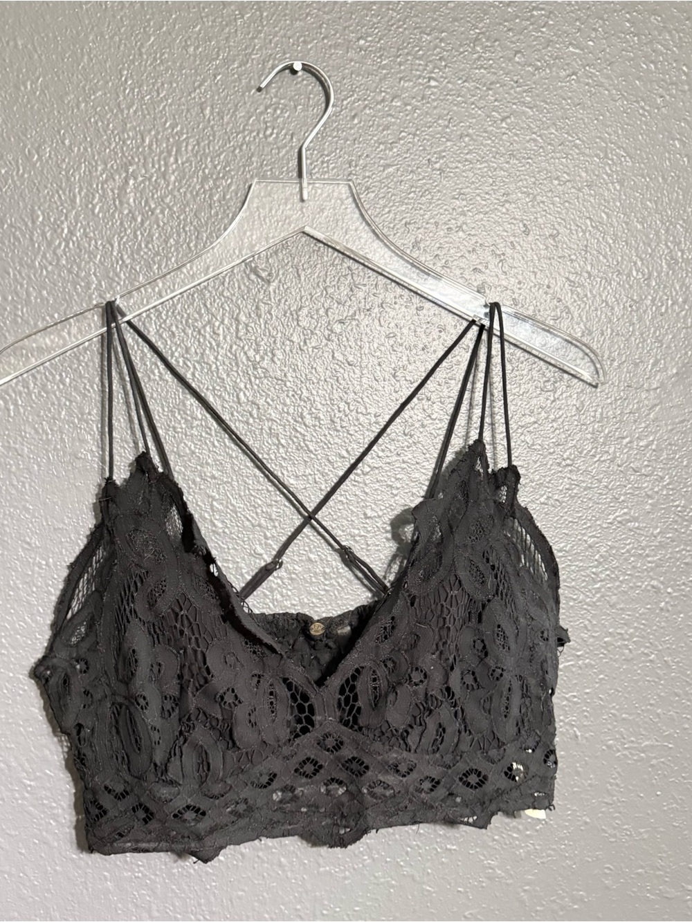 Free People Black Lace Cropped Bralette